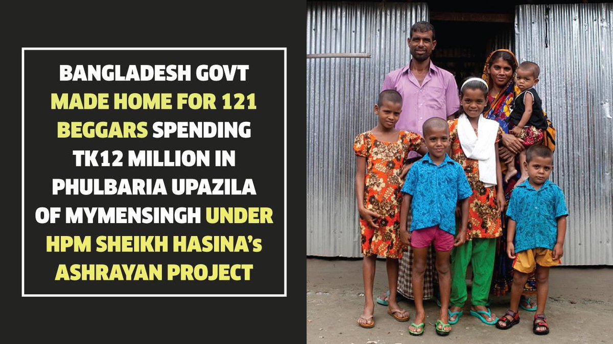 #Bangladesh govt made a home for 121 #Beggars spending Tk12 million in Phulbaria Upazila of #Mymensingh under HPM #SheikhHasina's #AshrayanProject.

#ThanksHasina
#BangladeshTransforming