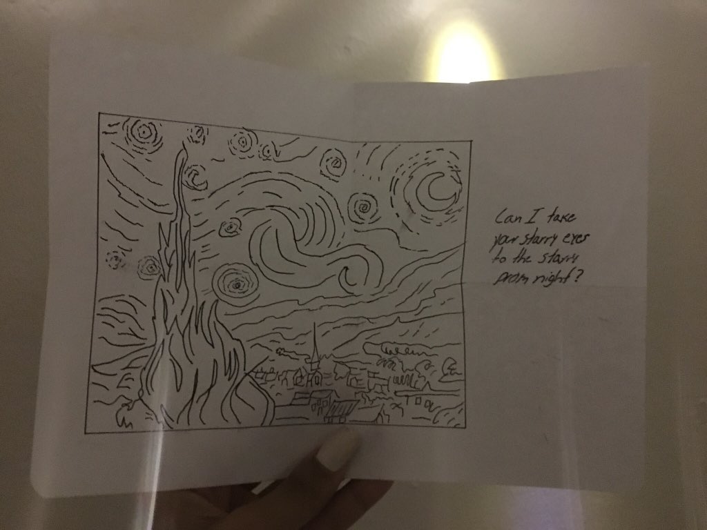 andeliz405's tweet image. My baby on Wednesday gave me a paper and told me to open it and read it. when I read it I could not believe it. He told me not to tell him the answer at that moment, that if the next day I gave him the painted drawing, my answer was yes. 😭 God of course I said YES #Promdate 🖤✨