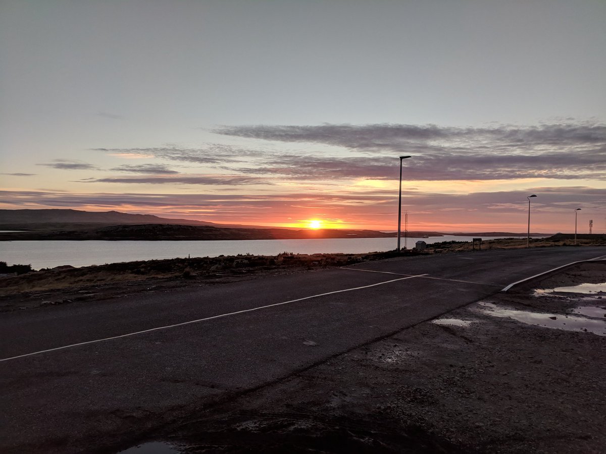lellielesley's tweet photo. Walking back up the hill from this morning's swim was rewarded with a stunning sunrise over Stanley Harbour. #FalklandIslands #SapperHill https://t.co/asqPRVuT23