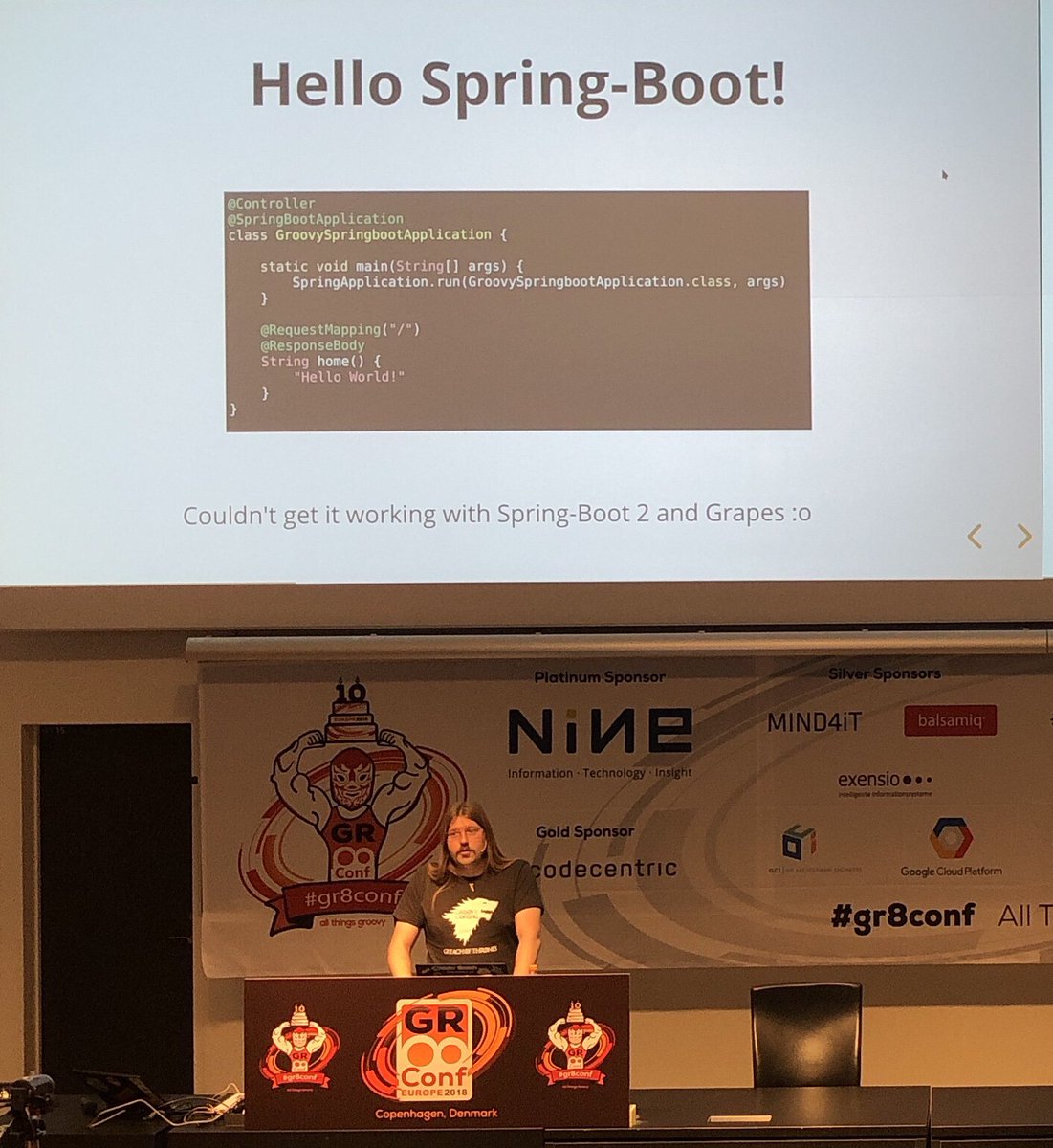 codestoe's tweet image. .@Kiview talking about using #springboot using #groovylang at #gr8conf
apparently the #springboot examples are missing #groovylang