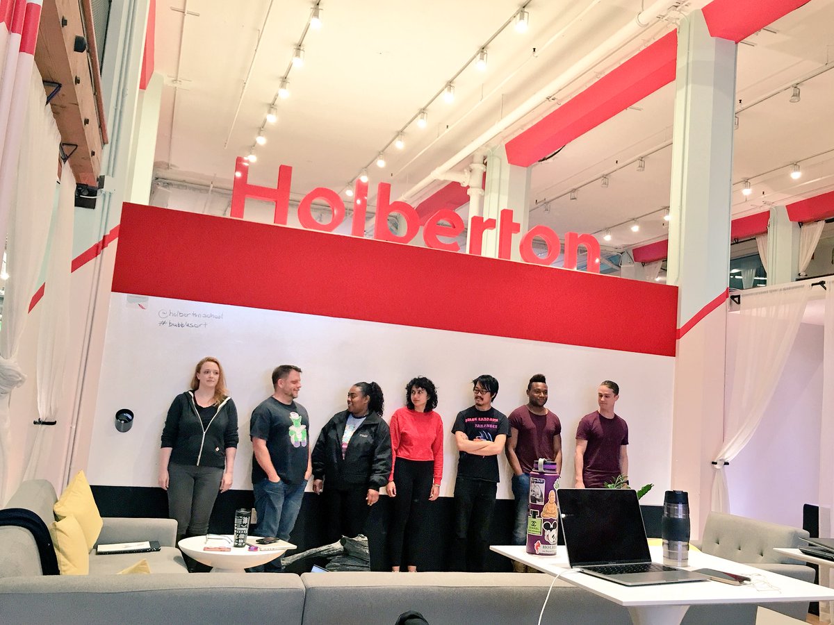 LenokNY's tweet image. Human bubble sort 💭 at @holbertonschool #cisfun #sortingalgorithms #coding