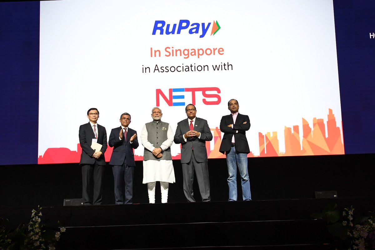 Image result for PM Modi launched India's BHIM, RuPay and SBI app in Singapore