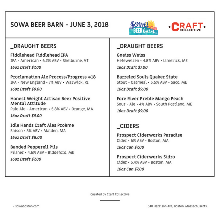 SoWa_Boston's tweet photo. Sunday’s beer list is officially here! 🍻Tag someone who needs to buy you a beer! https://t.co/VplqL5zA0a