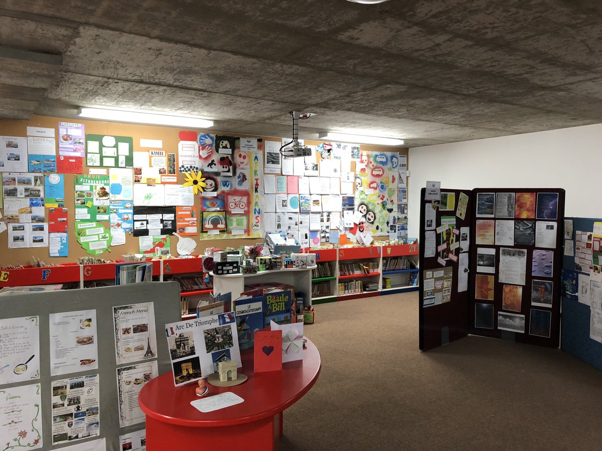 Shaun_KirkZA's tweet photo. The Learning Commons primed and ready for @BridgeHouseSchl Open Day tomorrow. Some incredible work in from our updated GET curriculum. Presentations start at 13:30 in the Theatre and repeat performance at 15:00. See you there! https://t.co/PGQmnYtLDz