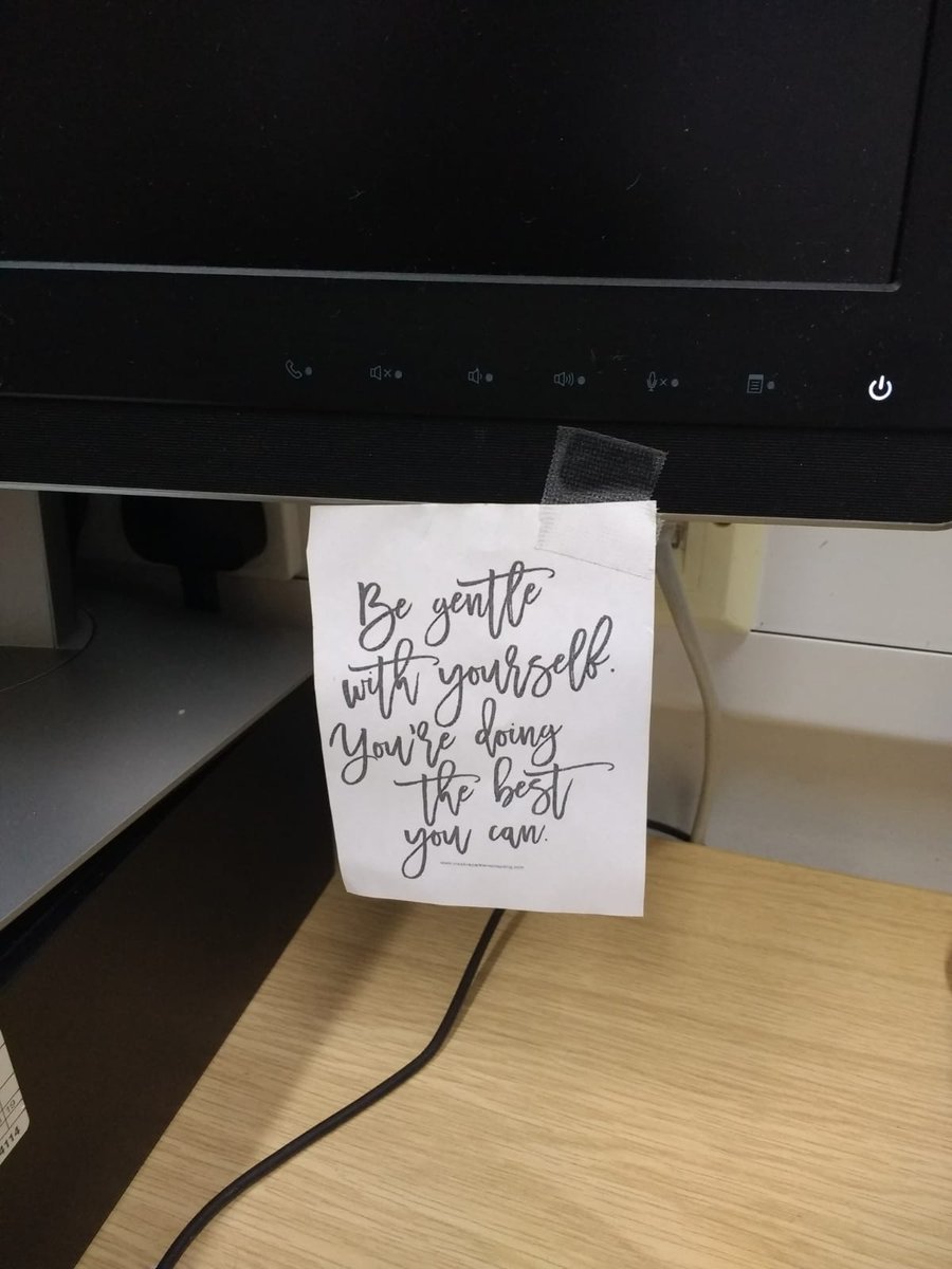lemilly's tweet photo. Someone has started leaving these wee notes around the Maternity unit @MKHospital in staff areas and on storeroom doors. Few different ones but this is my fave. #wellbeing #supportingcolleges #NHS #leadingwithkindness https://t.co/jGxmy3sJyG