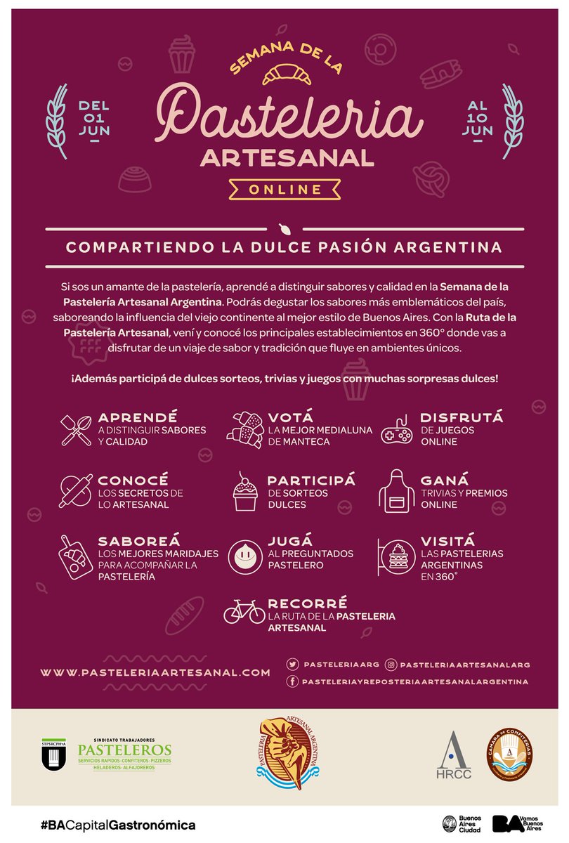 JavierAlonsoAOK's tweet photo. Del 1 al 10 de Junio la #CámaradeConfiterías @AHRCC_Prensa realizará la #SemanadelaPasteleriaArtesanal con una campaña de concientización, educación y juegos lúdicos en un torno digital para promover la Pastelería Artesanal Argentina @PasteleriaArg. https://t.co/U8SSKnvOcM