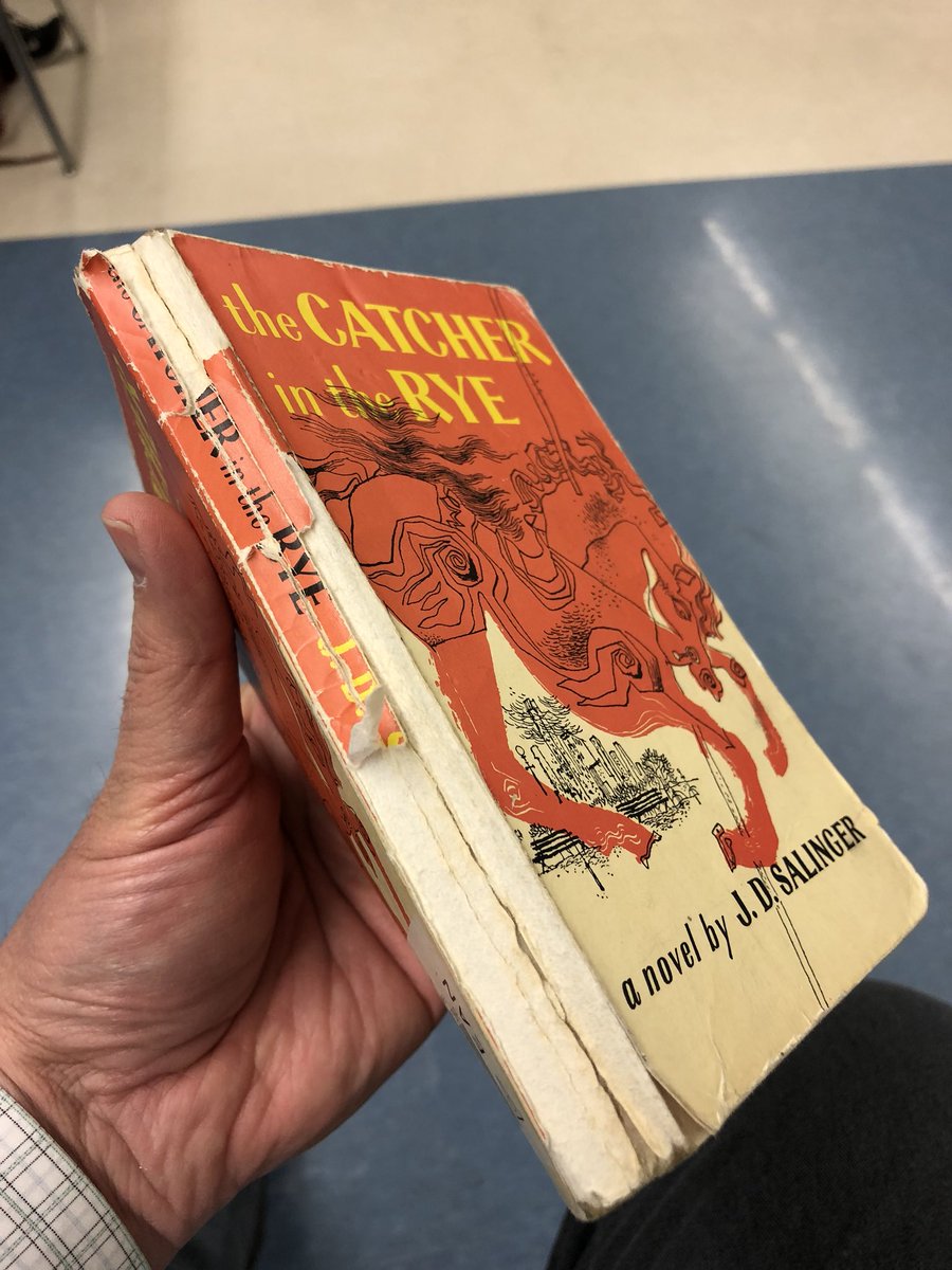 davidtedu's tweet image. Every year HS #ELA departments have to replace their most worn out novels. I asked for the most thrashed copies of Catcher In The Rye, and my students are fixing and making new permanent covers. #engchat #aplitchat #aplangchat #nctevillage #tosachat
