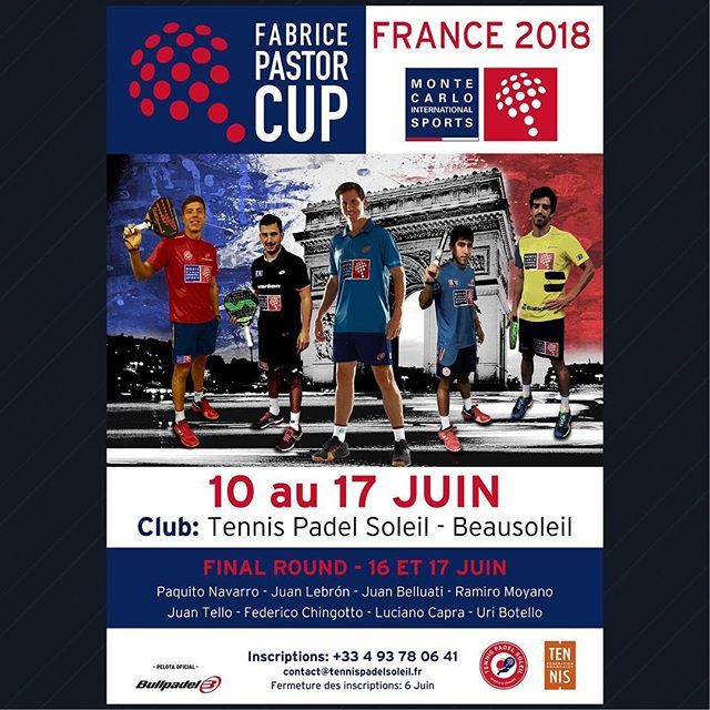 Seulement 12 jours pour l’arrivée de la Frabrice Pastor Cup a l’Europe. La France ouvre le rideau entre le 10 et le 17 juin en Tennis Pádel Soleil (Beausoleil). Pour les vainqueurs: 3000€ ; pour les finalistes; 1500€. Vous pouvez s’inscrire par email… ift.tt/2xu2FMp