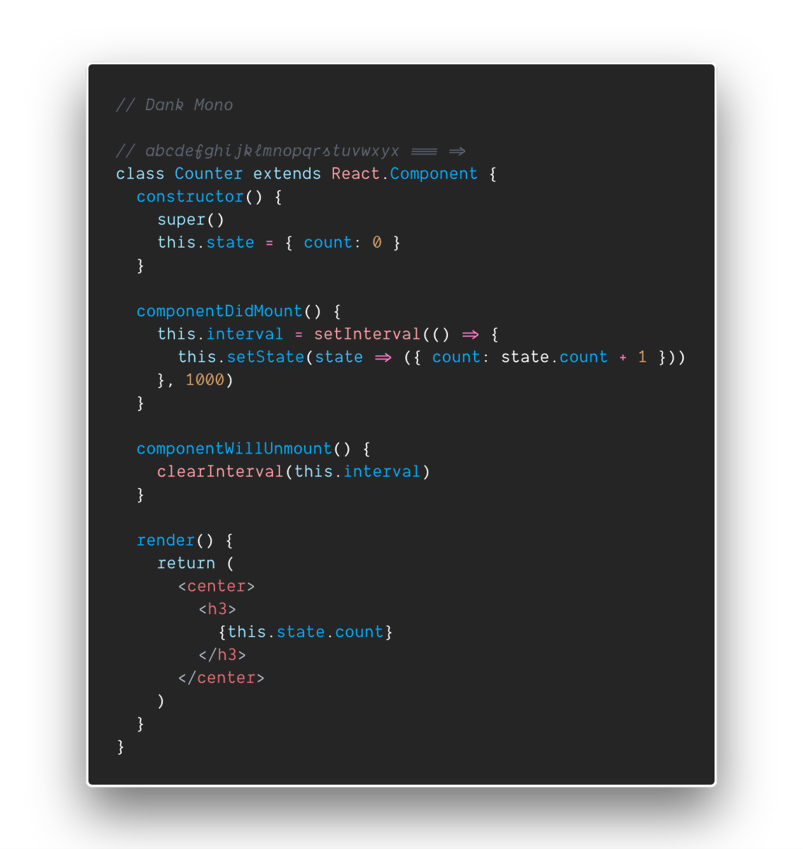 We just released support for Dank Mono, an incredible coding font by <a href="/_philpl/">phil 🫠</a>, on Carbon! 🖊️

carbon.now.sh