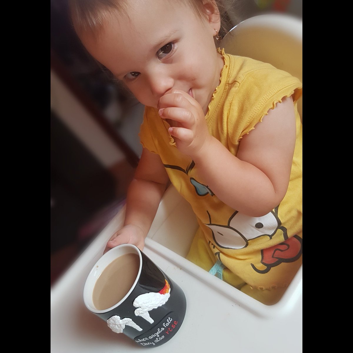 cserrea's tweet photo. When you turn around for a minute, and your baby steal your coffe from the table, because "there is a bird" :D my heart stopped, but both the mug and i survived. #SaveLucifer  #Lucifer 

Who wants coffe? :)
@RachaelEHarris @lucifansgroup1 @LesleyAnnBrandt @Aimee_Garcia  @Ildymojo https://t.co/rVZOSDNw4u