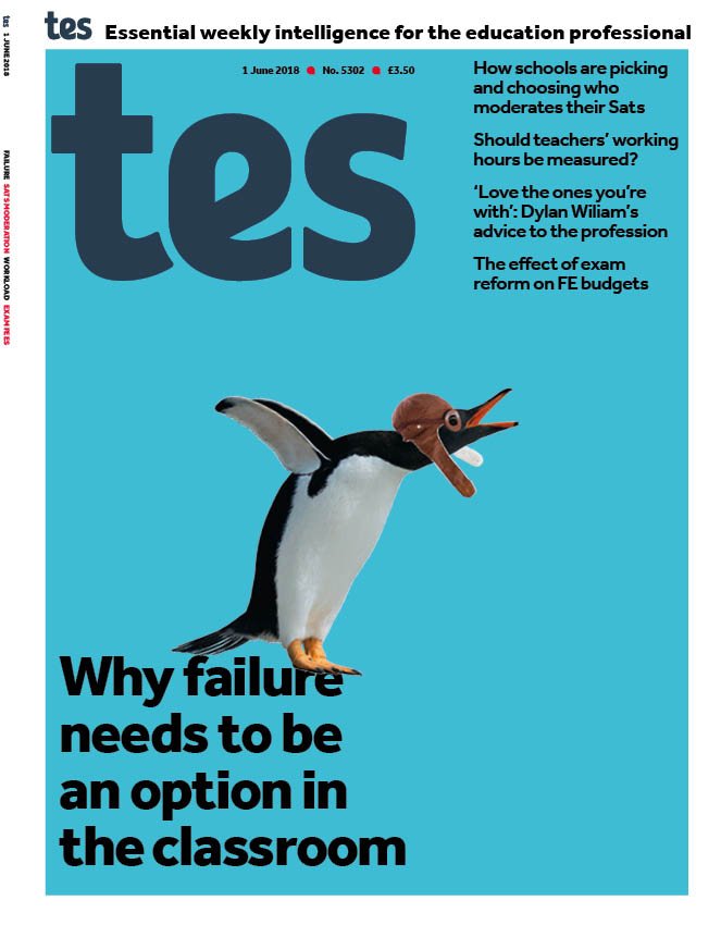 tes's tweet image. On tomorrow&apos;s @tes cover: @chrisjparr on the importance of teaching students not to fear failure, @AFosterTeach makes the case for schools measuring teachers&apos; working hours, and @JBelgutay explores the effect of #examreforms on FE budgets