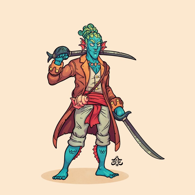 Here is another #dnd character commission I did for @kjms13 of his triton character!