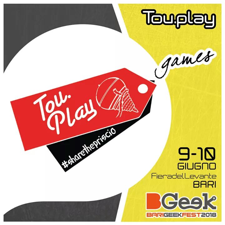 Tornano anche quest’anno gli amici di Tou.Play, l’associazione che promuove la cultura del gioco e del territorio! Leggi sul sito il programma delle attività previste per #BGeek2018 🏺e passa a trovarli presso il loro stand alla Fiera Del Levante, il 9 e 10 giugno.