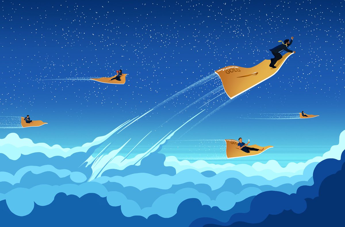 #FolioFeatured Here's <a href="/schmitz_illus/">Stephan schmitz</a> artwork for <a href="/BritishGQ/">British GQ</a> about flying first glass and getting a gold card ... dreamy! folioart.co.uk/illustrator/st…