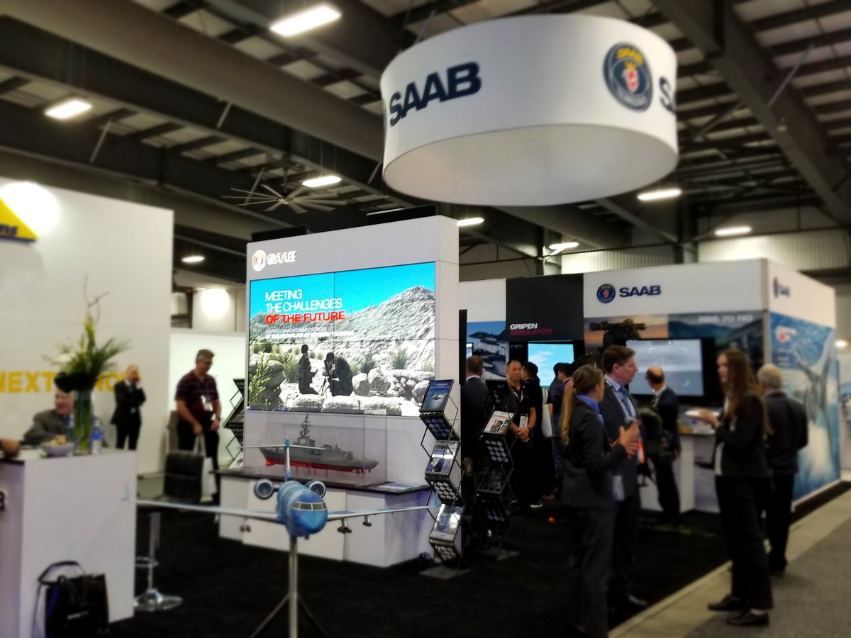CDRmagazine's tweet photo. Drop by the @Saab booth #1521 for more information on the #GripenE which is featured in CDR's latest special CANSEC edition. #CANSEC2018 #CANSEC18 https://t.co/Iw3ZNRfQPa