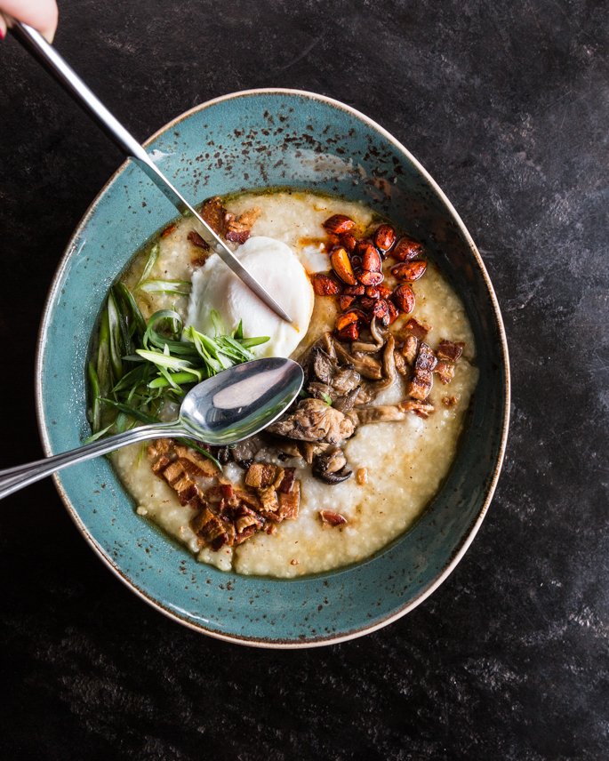 Few, if any, restaurants in the Loop serve congee, and we know you've been craving it as much as we used to! End your search at the nest with our Jasmine Rice Congee, made with local mushrooms, almonds, bacon, scallion and poached egg. #MontroseHTX #HoustonFood