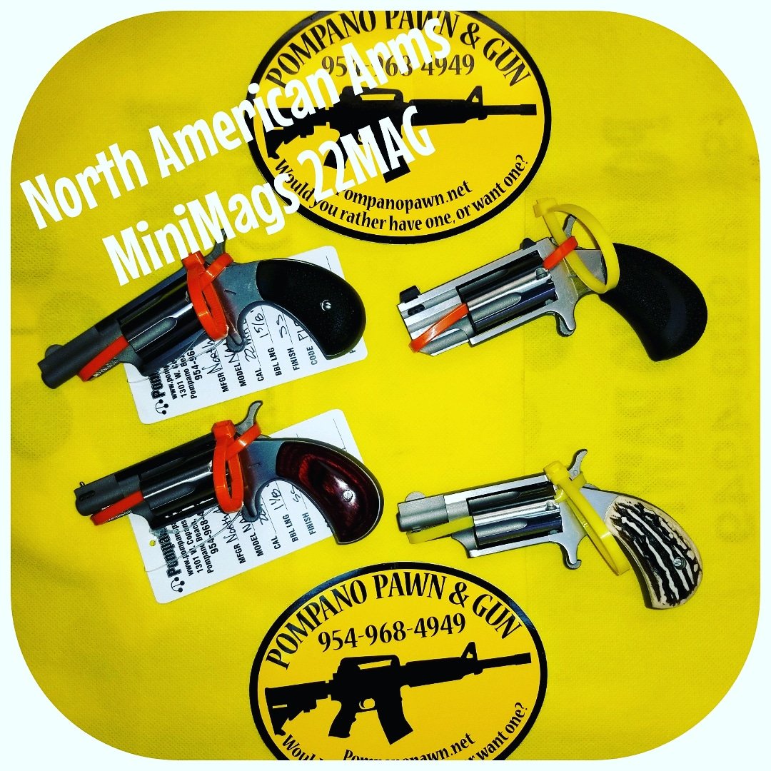 PompanoPawnGun's tweet photo. North American Arms mini mags 22MAG #minimag #revolver #northamericanarms #naa #22wmr #minirevolver #rimfire #protectyourself #trump #pompanopawn #pompanobeach #sickguns #foxandfriends #dontbeavictim #nra https://t.co/ui6VXy3uNp