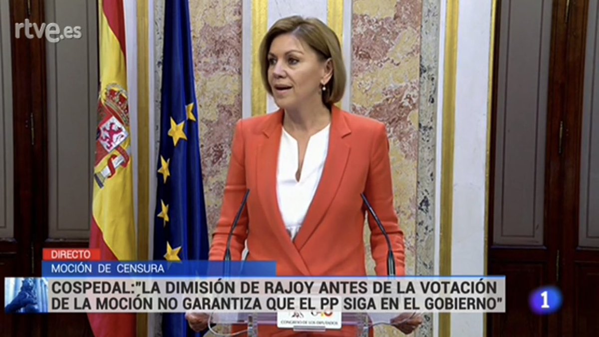 ppextremadura's tweet photo. .@mdcospedal: La dimisión de @marianorajoy antes de la votación de la moción no garantiza que el @PPopular siga en el gobierno 
#MocionCensura https://t.co/uZIOYzD5rq