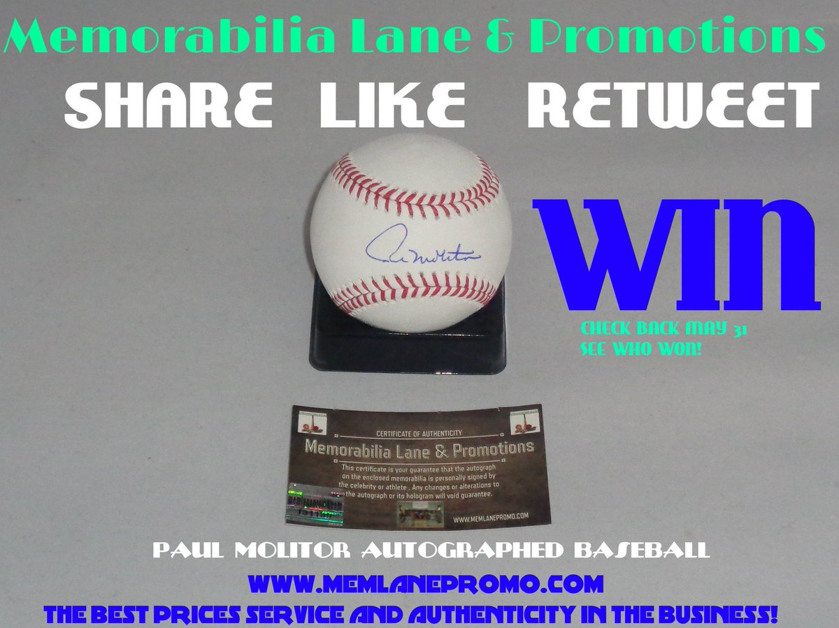 RETWEET TO #WIN PAUL MOLITOR SIGNED BALL 
LAST DAY TO SUBSCRIBE TO WIN memlanepromo.com/contact-us-faq… <a href="/BlueJays/">Toronto Blue Jays</a> <a href="/Twins/">Minnesota Twins</a> <a href="/Brewers/">Milwaukee Brewers</a> #MLB #ContestAlert #ContestEntry #prizedraw #freebies #FreebieFriday #giveaway #GiveawayAlert #giveaways #GiveawayFriday #TWINS #BlueJays #autographed #CUT4
