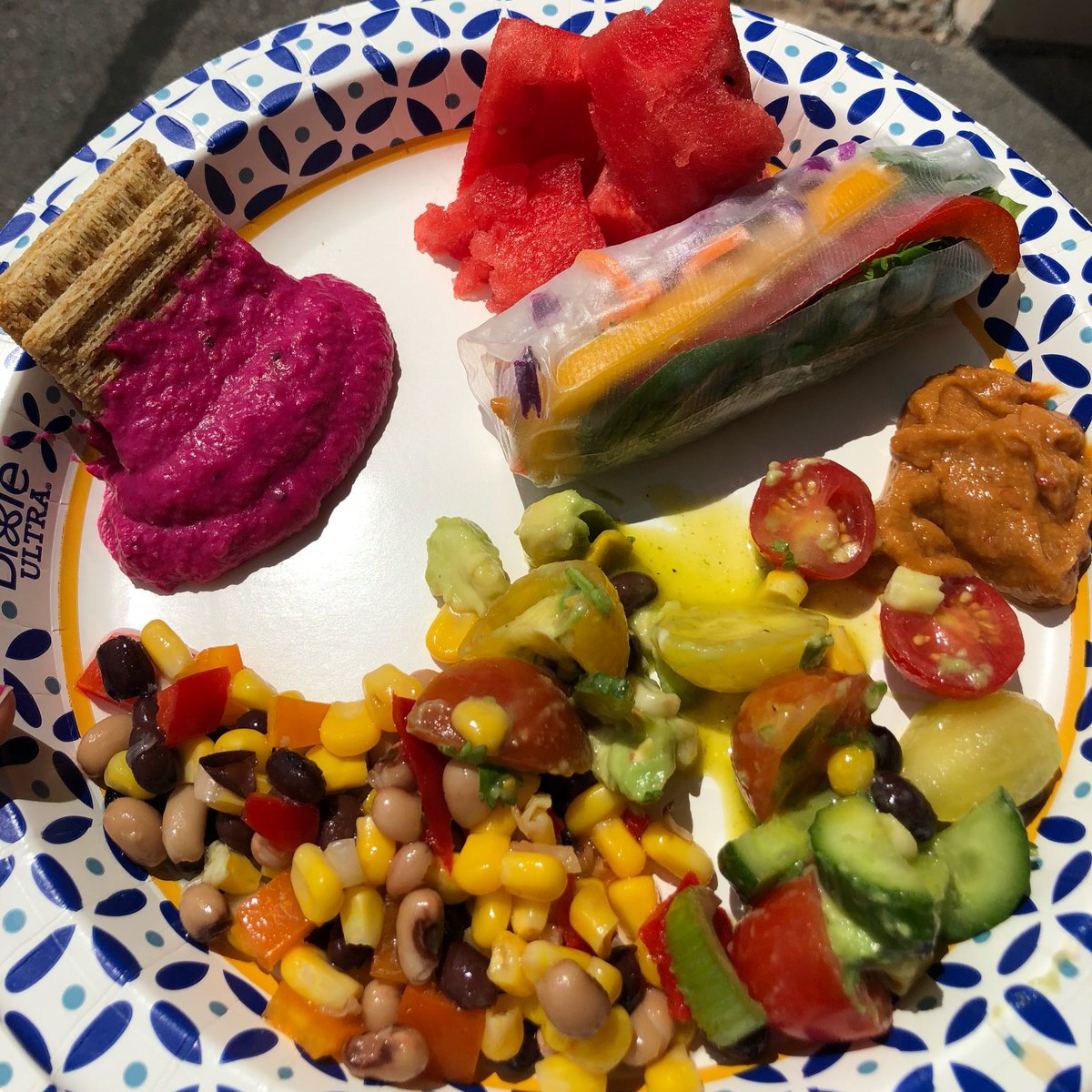 katherinelaley's tweet photo. Look at this colorful plate β€οΈ #RIT #workpicnic #vegan https://t.co/1UCJcydjGJ