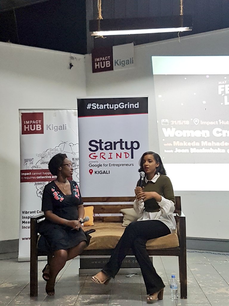 eeloom's tweet photo. happening now: @joanmazim and @Contact_Makeda in conversation as part of @startupgrindKGL's evening with women creatives. #content #thestorytellers #creative250 #my250 #entrepreneurship https://t.co/BFoXYV5Zrv