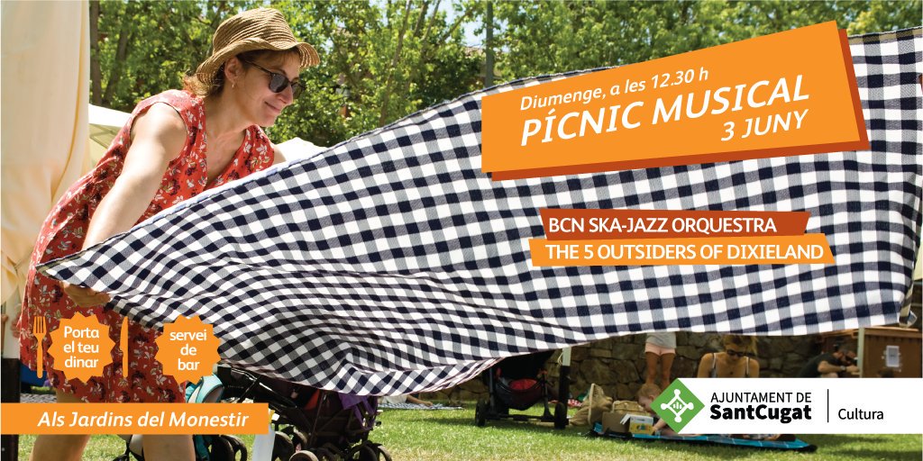 ❗ RECORDEU: 📅 3 JUNY 🎷Torna el PICNIC MUSICAL als JARDINS DEL MONESTIR amb <a href="/BcnSkaJazz/">Bcn Ska-Jazz Orq.</a> i "The 5 Outsiders of Dixieland" #santcugat#cultura #deprop #joproposo