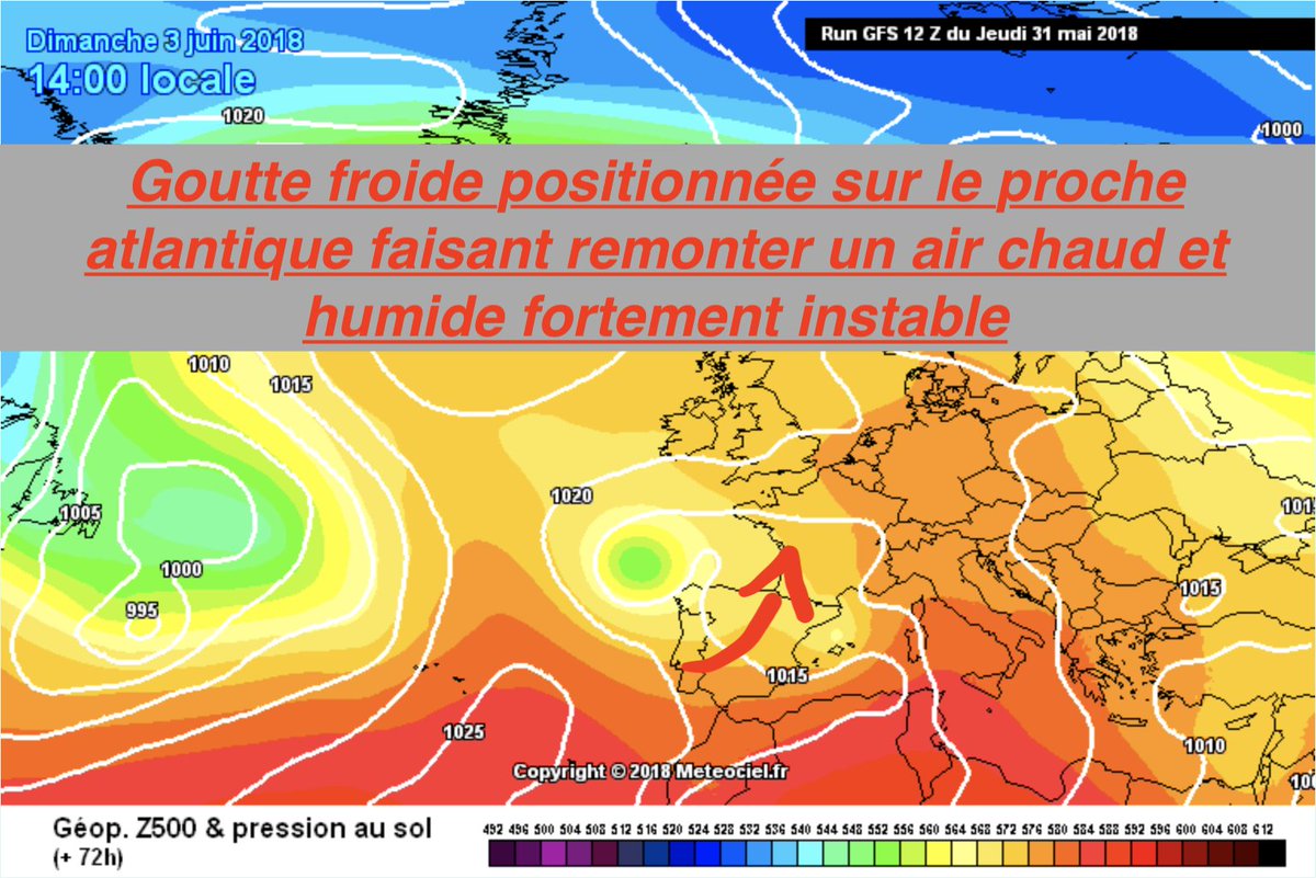 OAlerteMeteo's tweet photo. #orages potentiellement forts #dimanche 03 Juin sur nos régions de l'ouest ! Cela reste à confirmer mais une instabilité forte entre sud Bretagne et limousin est prévue... Si forçage bien présent ces orages pourraient faire, possiblement, l'objet d'une vigilance... à suivre...! https://t.co/TyoJtawweT