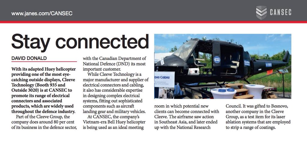 CleeveTech's tweet image. Cleeve is in the news, read all about it! #CANSEC