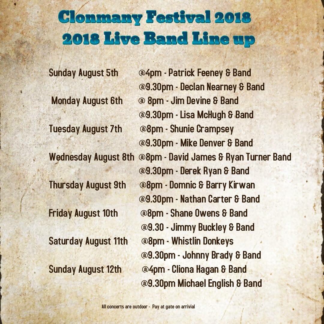 This years full line-up of live music.