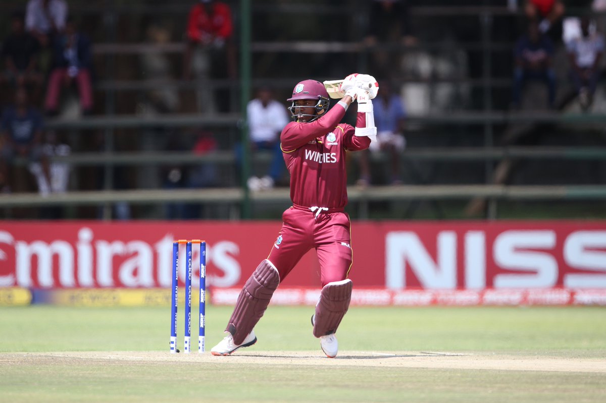 ICC's tweet photo. Evin Lewis brings up his half century off 23 balls with a GIANT six! That's the fifth time in 15 T20Is he's passed the fifty mark, with two centuries! #CricketRelief https://t.co/yJ0Mk8JquN