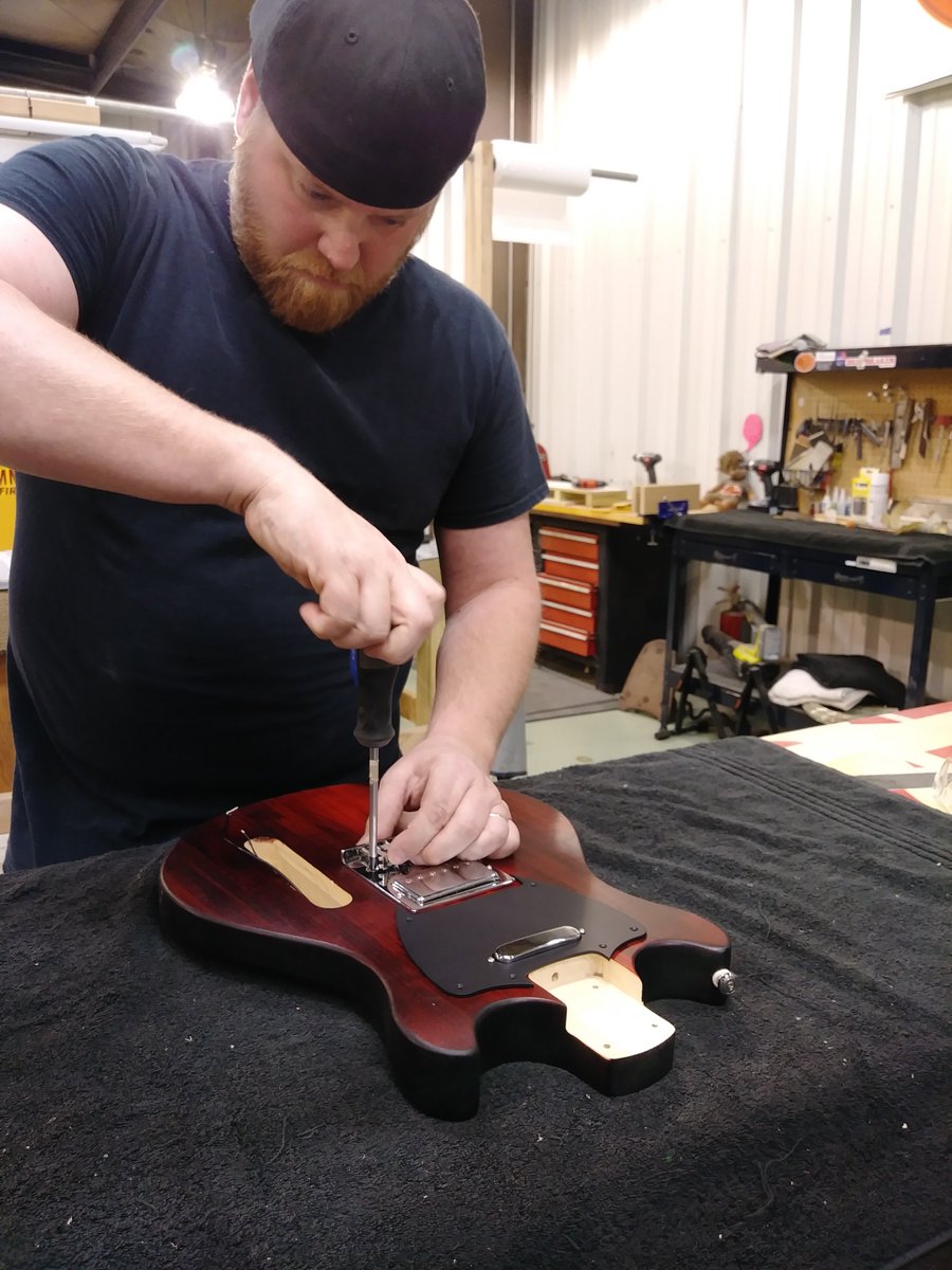GuitarBuild01's tweet photo. Final assembly consists of everything from the electronic installation to hardware and neck attachment.  Have you ever thought you could build your own guitar? #ThursdayThoughts #guitars https://t.co/ZRChImELO9