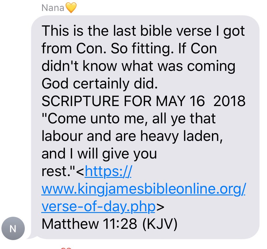 _charleighk_'s tweet photo. So, my Aunt Connie passed away about 2 weeks ago. The pain of losing her suddenly gripped my heart and left me asking God why. However, GOD IS ALWAYS FAITHFUL. In the year before she passed, my aunt began sharing verses with us each week. This was her final one. #ButGod https://t.co/kdtYjulvUD