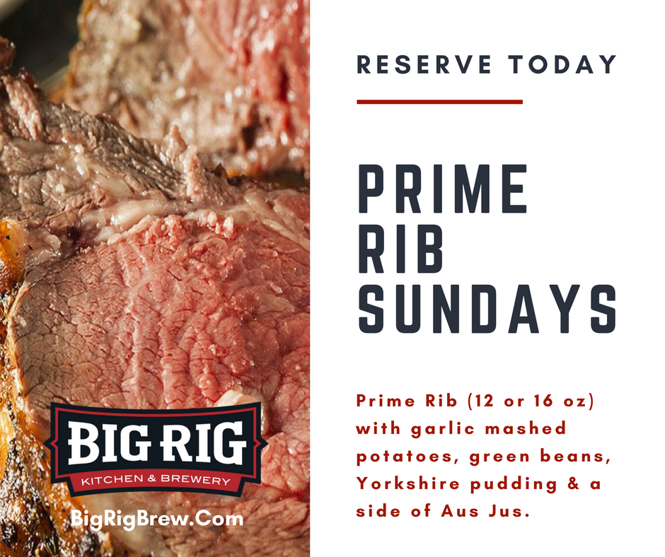 Reserve online at: BigRigBrew.com  #primerib #potatoes #greenbeans #aujus #yorkshirepudding #Sunday #family #yum #ottcity #ottawafoodies