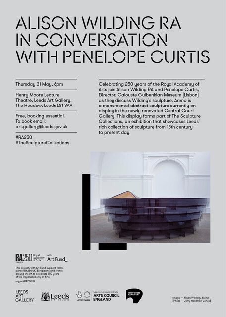 A great in conversation with artist Alison Wilding RA and Penelope Curtis this evening @LeedsArtGallery @LeedsMuseums as part of #RA250UK #TheSculptureCollections