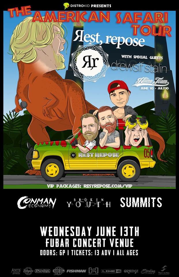 evanStageRight's tweet photo. Conman will be playing this banger just a few days before our tour begins. DM me or one of the other guys for tickets!
RSVP: https://t.co/zVRuqzapGn
#RestRepose #DrewsifStalin #TheHomeTeam #ConmanEconomy #BrokenYouth #Summits #AmericanSafariTour #Fubar #STL #StLouis https://t.co/DEBcOt010w