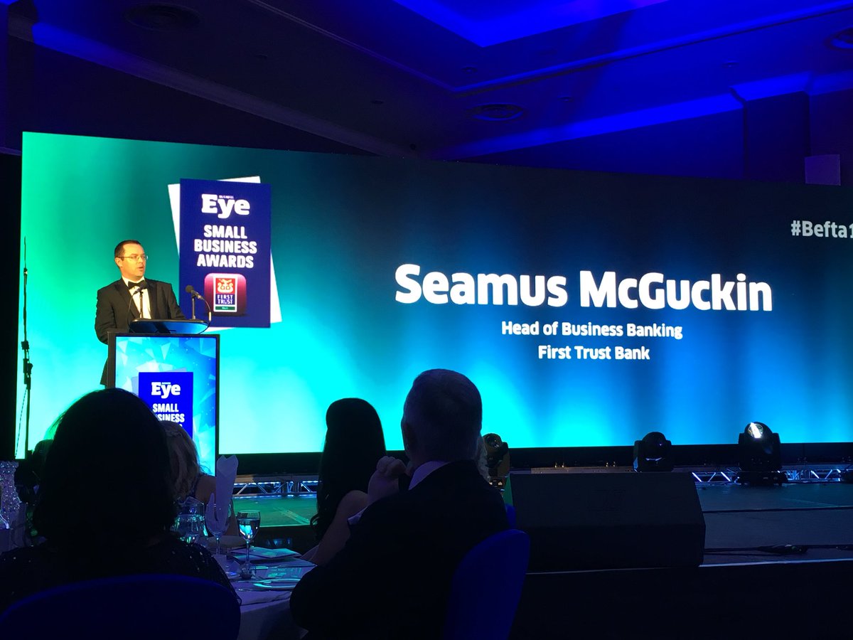 AIB_NI's tweet photo. Seamus McGuckin from First Trust Bank emphasises the might, impact and heart of #smallBusinesses to both the economy &amp; the community #SmallbutMighty #BEFTA18 https://t.co/UNrDlsvv3R
