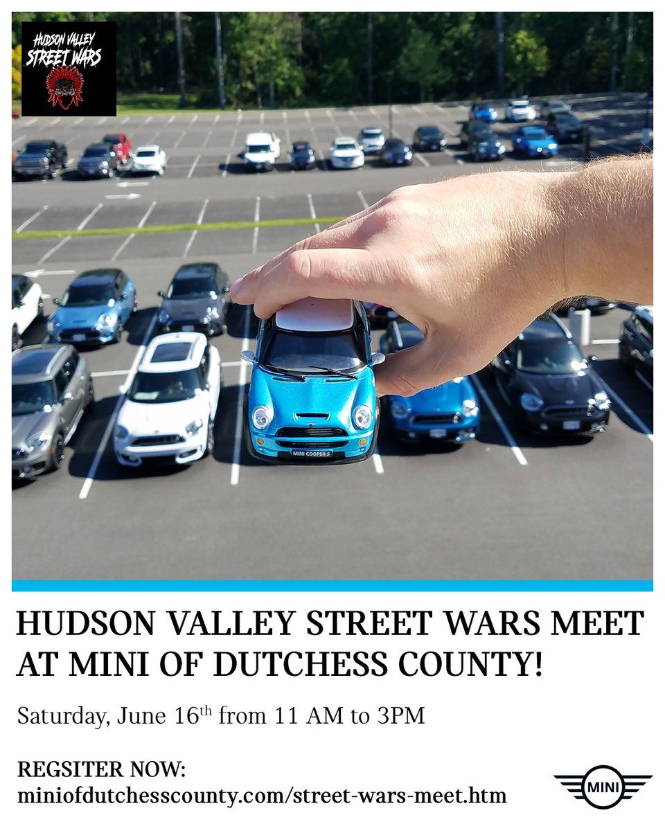 MINIofDutchess's tweet photo. Registration now open for our HV Streetwars meet, hosted at our dealership! Saturday, June 2 from 11am until 3pm. Space is limited, so register now to secure your spot! To register, click here: https://t.co/Y1As2MBtfG.

#MINIofDutchessCounty #HV_StreetWars #MeetAtMINI #CarShow https://t.co/Lj9zTSHeeq