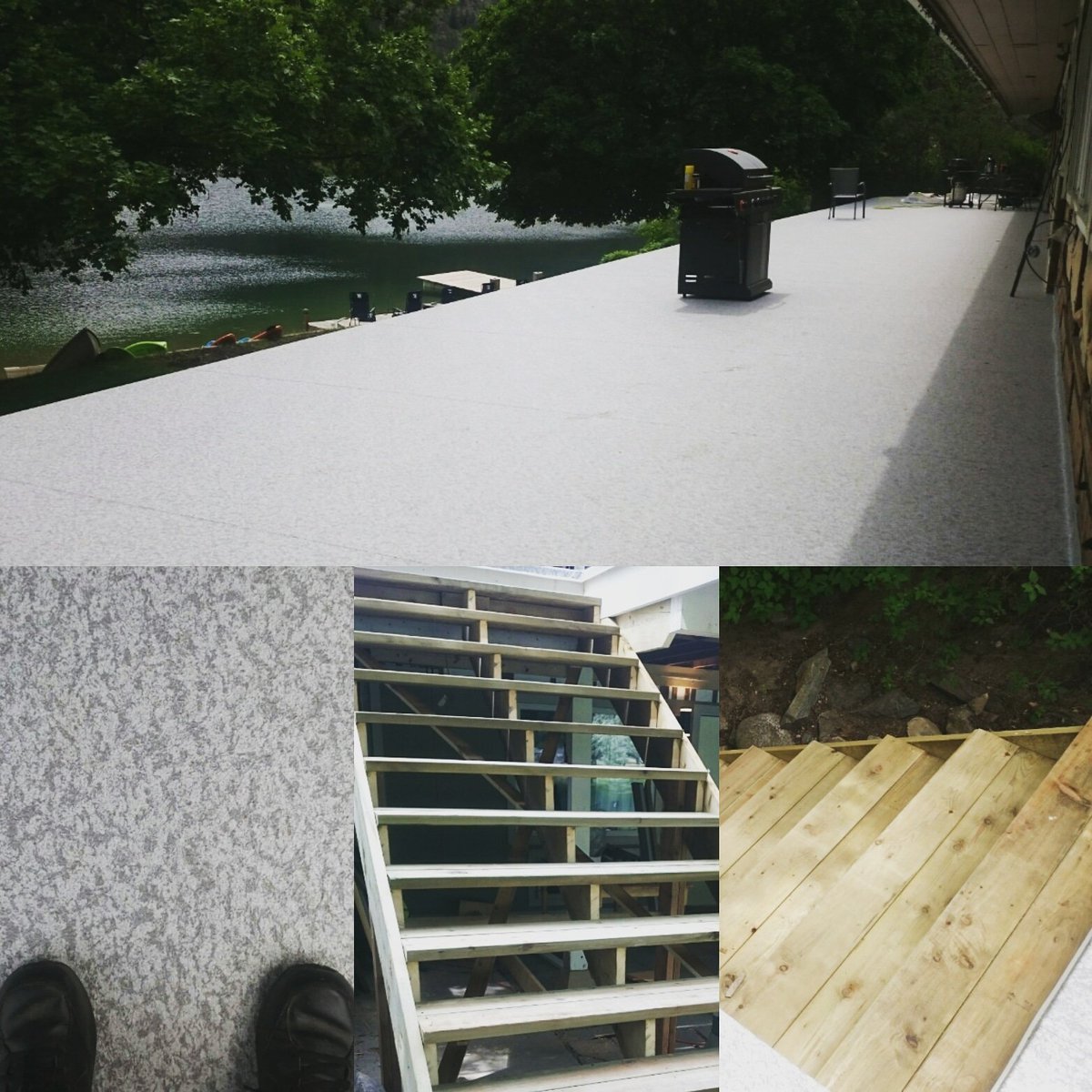 GallagherLake's tweet photo. The next step of the #deck is complete! The new vinyl has been laid down and the back stairs have been #rebuilt. Just waiting for the railings to arrive!
.
.
#renos #renovationstation #Gallagherlake #progress #upgrades #oliverbc #soexcited https://t.co/2GxoO9tiot