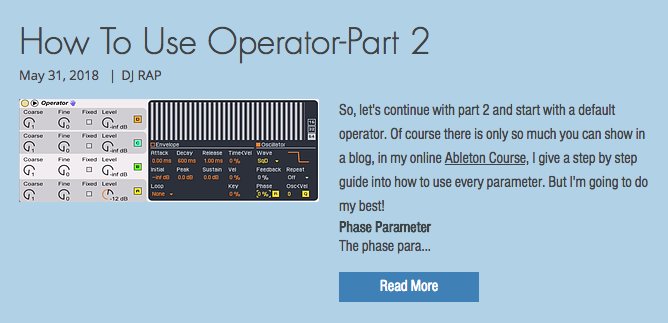 djrap's tweet image. Hey, Rap here with UR Thursday Blog where I share some of my production tips with you!
Today, I blog about &apos;Operator Part ‘2’
musictechcollective.com/single-post/20…
So You&apos;re Ready to Become a Great DJ/Producer? Start Your  FREE TRIAL Now!
musictechcollective.com/about-our-able…

#AbletonOperator #AbletonBlog