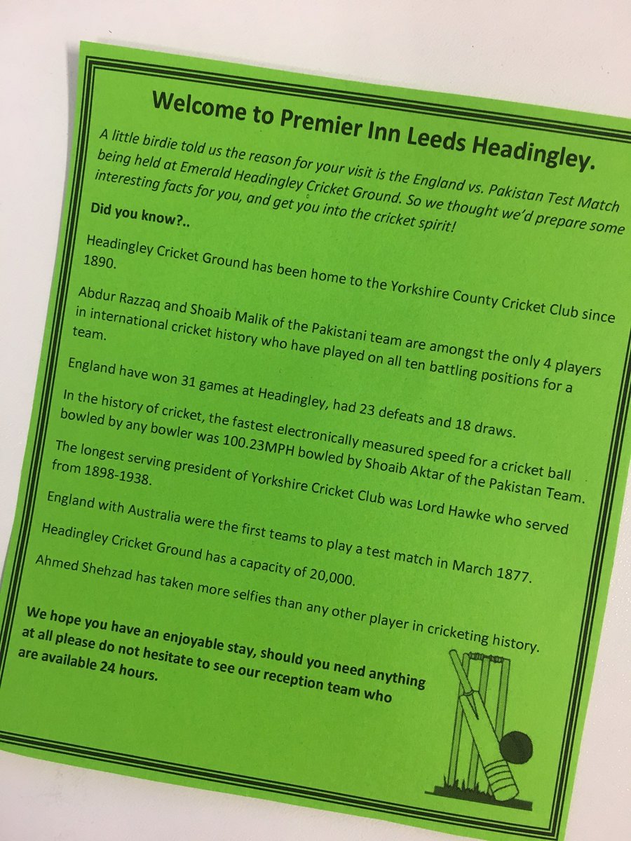Regionalising today ahead of the England vs Pakistan test match which commences tomorrow. A little something for our guests to get them into the Cricket spirit! 🏏 #lovewhatwedo <a href="/hannahcork93/">Manuel SD</a> <a href="/jmb0606/">John Mark Brennan</a> @Valerie_PI3R <a href="/SDEBDD/">simon ewins</a> <a href="/ToniFullwood/">Toni Fullwood</a>