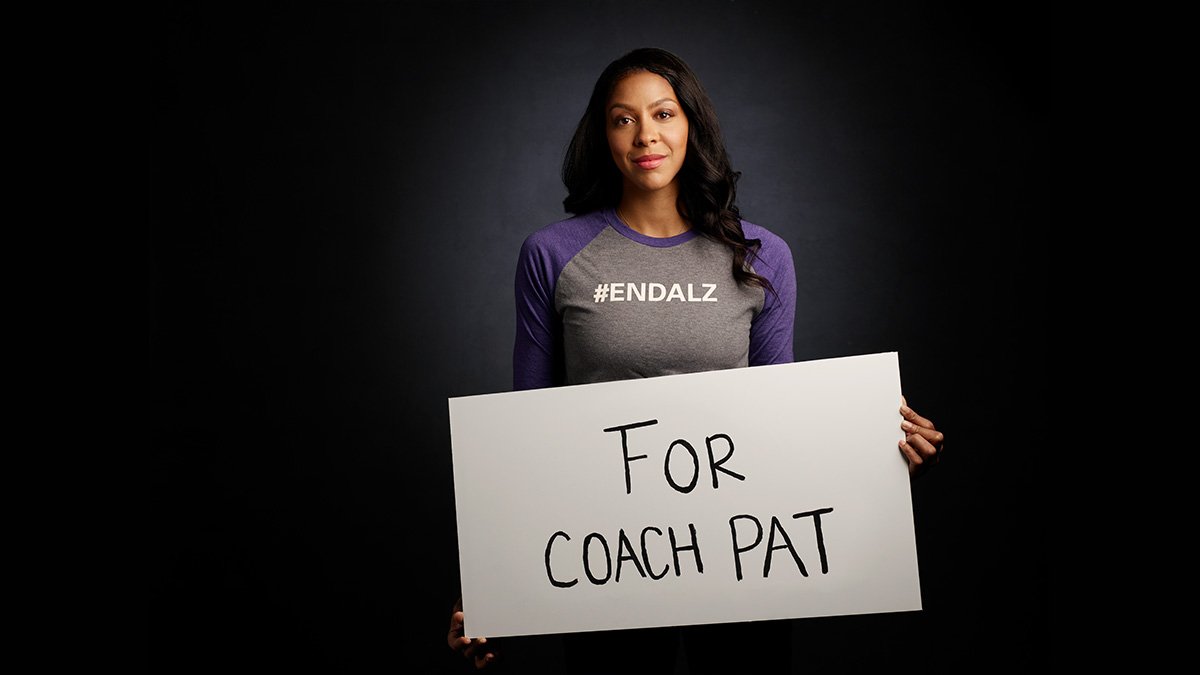 alzassociation's tweet photo. “When Coach #PatSummitt, my college coach &amp; second mom, was diagnosed with Alzheimer’s, it affected all of us. It opened up my eyes to how many people are living with Alzheimer’s or caring for someone who is.” -@Candace_Parker #EndAlzheimers https://t.co/KEcxfrQ37i