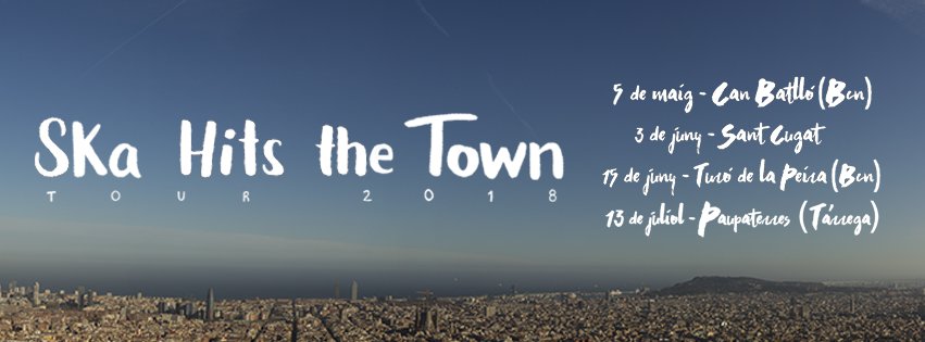 ★SKA HITS THE TOWN★

Després de començar a fer rodar la temporada a l'Skadub Fest, avui anunciem les primeres dates! Començarem passant pel Sant Cugat, per la Nit <a href="/Blackcelona/">Blackcelona</a> a les Festa Major del Turó de la Peira i pel <a href="/Paupaterres/">Paupaterres</a> de Tàrrega.

Aviat més! Quan ens trobem?