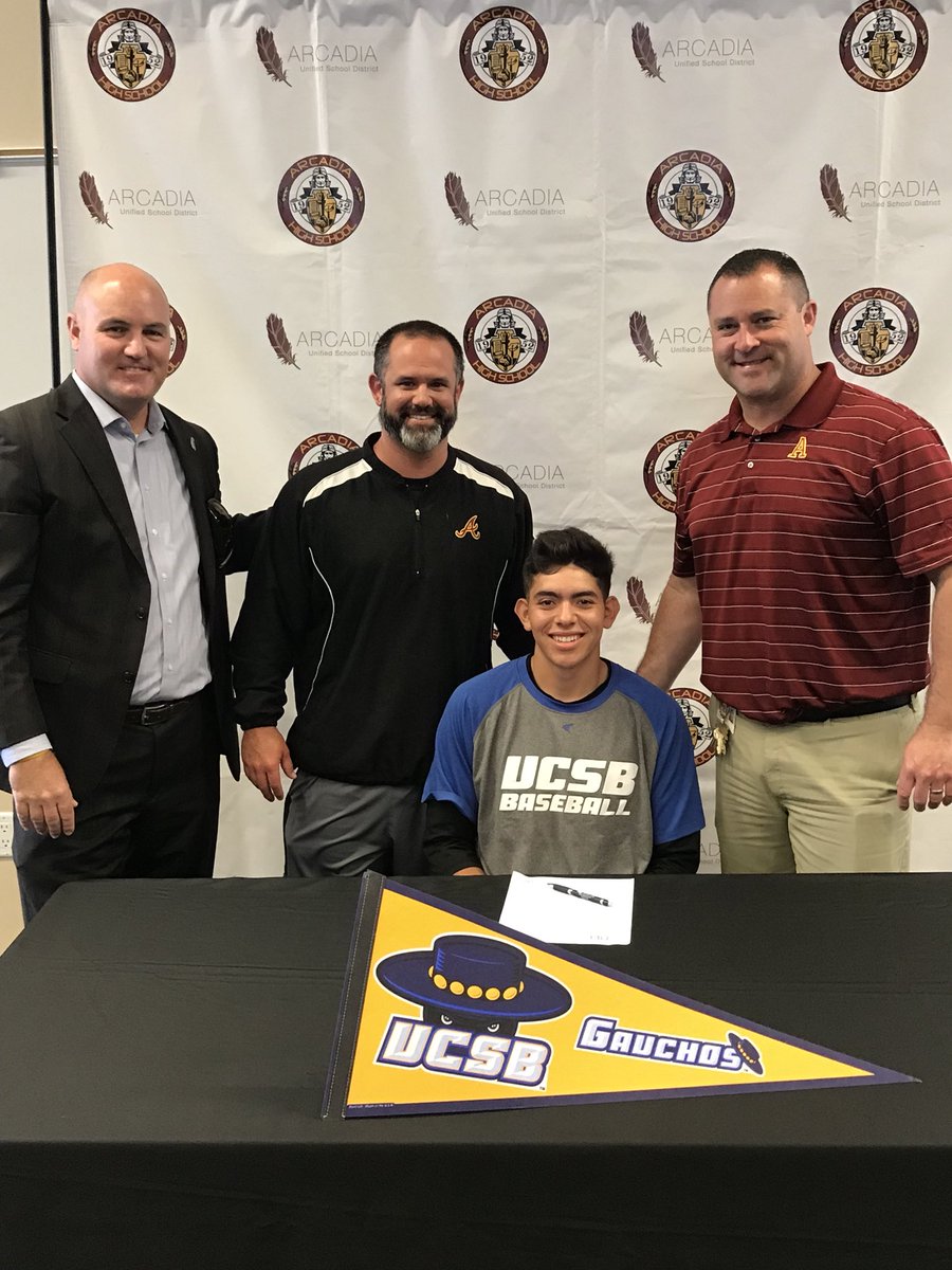 ArcadiaBaseball's tweet photo. So happy for Tyus Santa Anna and his signing with UCSB. A lot of hard work that has paid off! #apacheproud @ArcadiaUnified @SGVNSports @latsondheimer @PBR_California @UCSB_Baseball https://t.co/pJ57KH96Xh