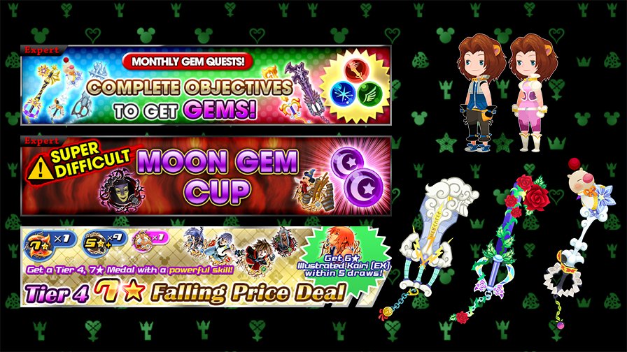 June is almost here, so that means new Monthly Gem Quests and a Coliseum Update! A new Moon Gem Cup and Falling Price Deal are starting tonight @ midnight (PT), too, plus a new ranking period for PVP! Check the in-game notice for details on the new PVP ranking periods! #KHUX