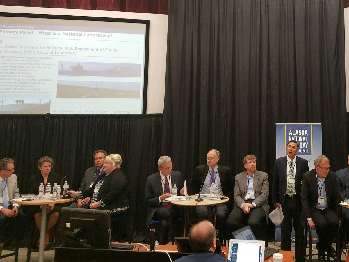 argonne's tweet photo. On the "What is a national lab" panel during #AKNatLabDay, Argonne Laboratory Director Paul Kearns talks about the lab's industry collaborations and User Facilities https://t.co/tu8Z1yxhug