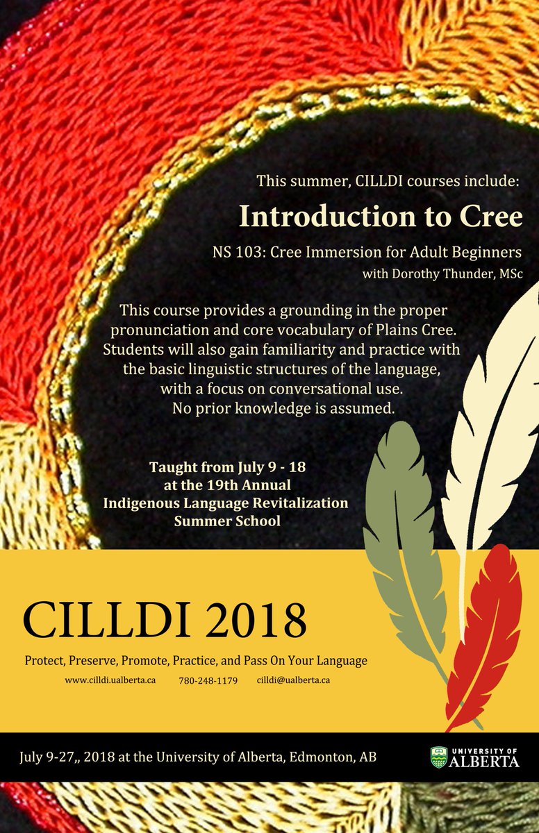 Introduction to Cree is one of many amazing <a href="/CILLDI/">CILLDI</a> summer courses offered this July. See more info: ualberta.ca/canadian-indig… #indigenouslanguages #languagerevitalization