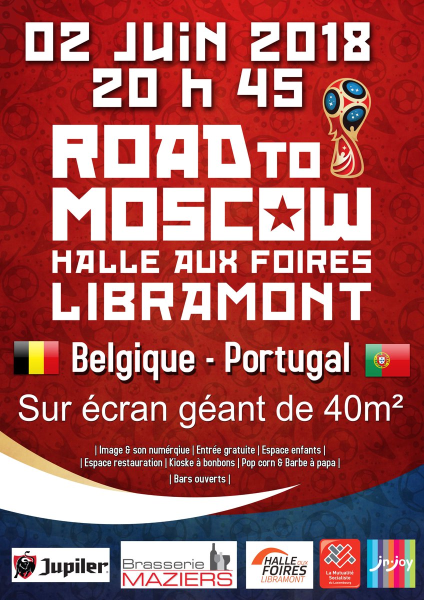 Belgique-Portugal sur un écran géant de 40m², c'est à la Halle aux Foires de Libramont, avec Road to Moscow !
