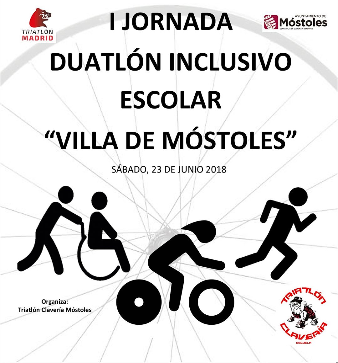 triinfinitymost's tweet photo. I Jornada #DuatlonInclusivoEscolar, 
#VilladeMóstoles.
Información e INSCRIPCIONES: duatlon.inclusivo@gmail.com
Tlf.- 687 528 338.
Horarios:
9:30h..... Apertura Secretaria y recogida de dorsales
10h........ Circuito por parejas
11:30..... Descanso/alnueezo
12.......... Duatlón https://t.co/TMJyu08KNG