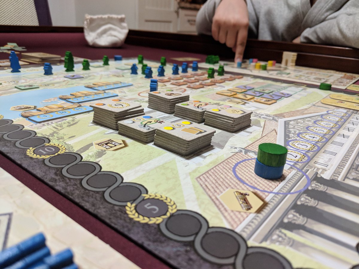 A peek at some of our gaming escapades this week. 

Azul (a new favorite), Anachrony, and good ol reliable Trajan!

#boardgames