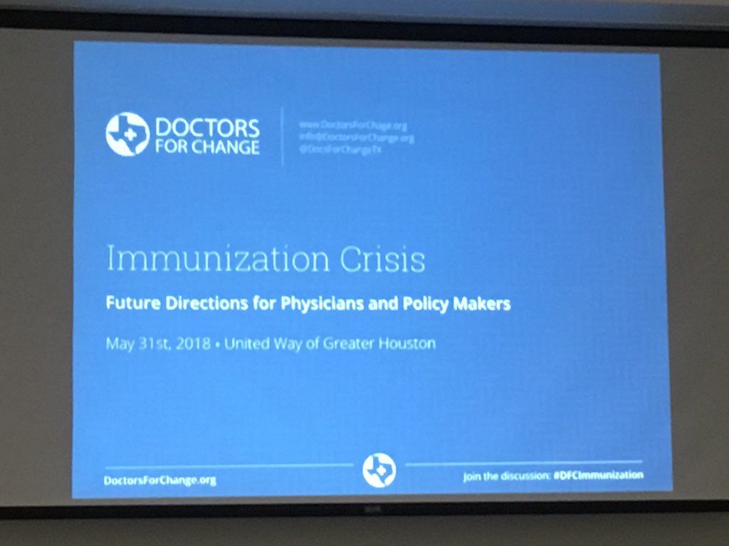 clairebocchini's tweet photo. Super excited about the @DocsForChangeTX forum on immunization advocacy tonight! Immunizations save lives! #vaccineswork https://t.co/JxtJMDP55C